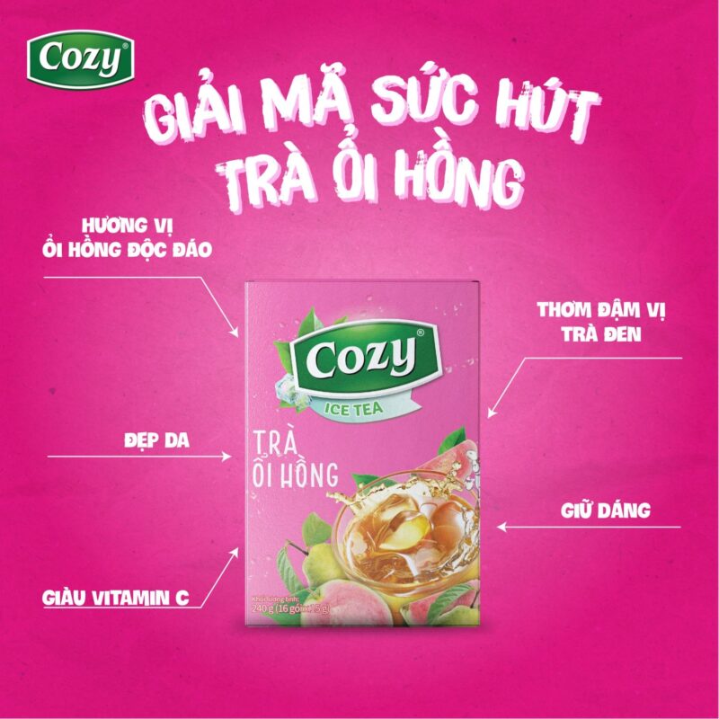 Trà Cozy Ổi Hồng hoà tan/Cozy icetea ổi hồng